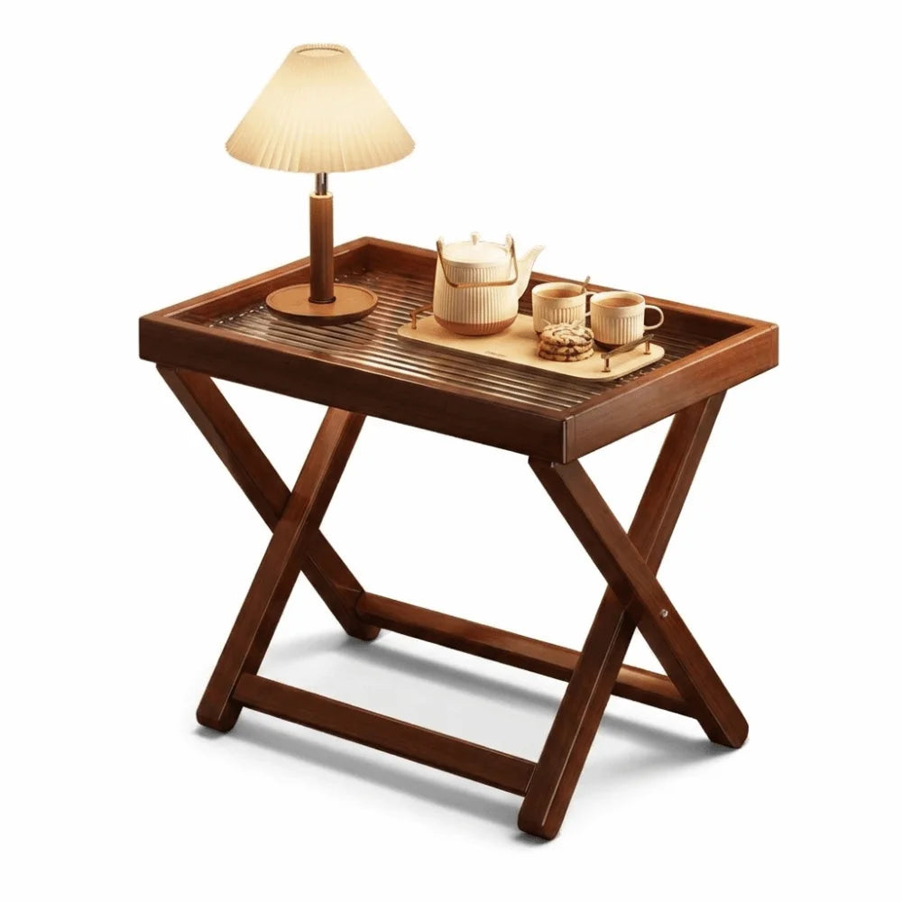 Table Basse Pliante Bois Base Robuste Compacte