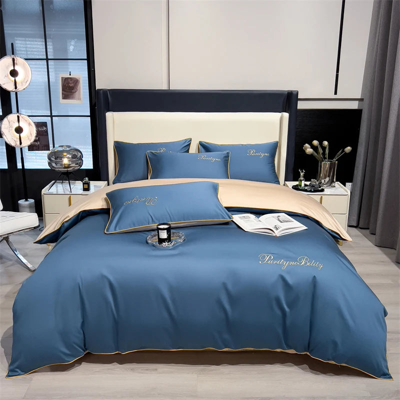 Set Housse de Couette Coton Égyptien avec Taies