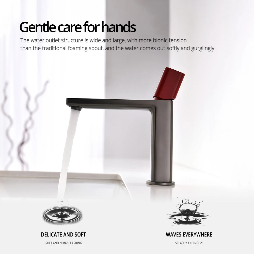 Robinet de Lavabo Carré Gris Anthracite Mitigeur