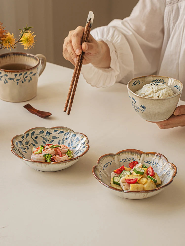 Assiettes en Céramique Fleuries Vintage 6 Pouces
