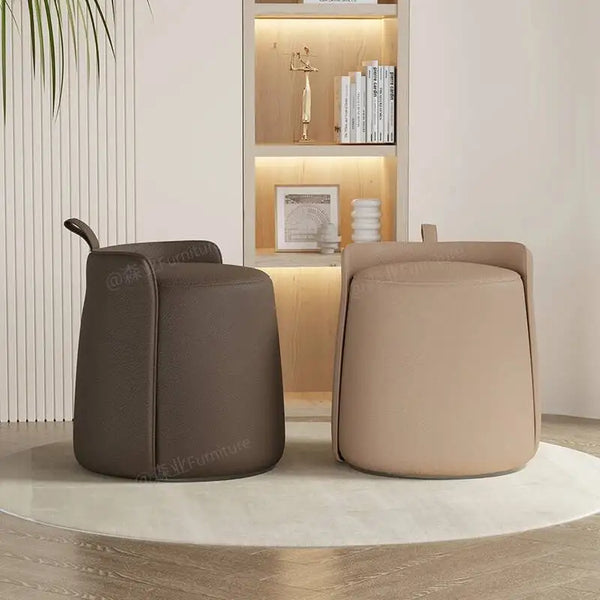 Tabouret d'Assise Rembourré en Cuir - Design Nordique