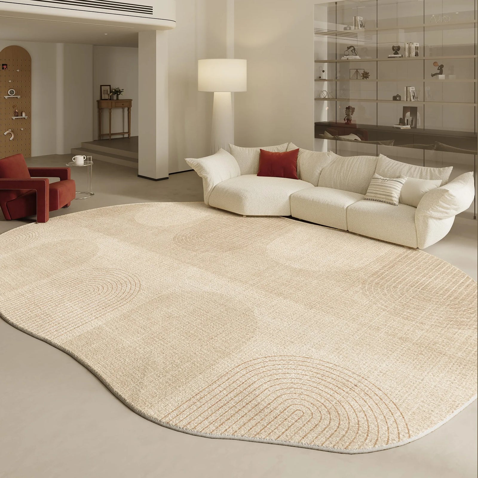 Tapis Forme Irrégulière Moderne Peluche Épaisse Chambre
