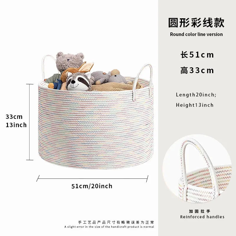 Grand Panier à Linge en Corde de Coton Tressée Main