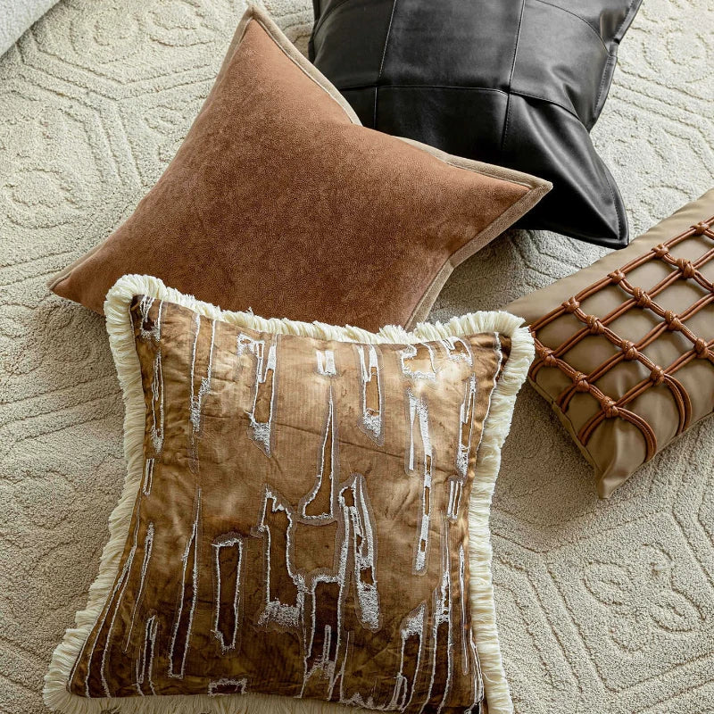 Housse de Coussin Filet Noué Café Style Sac à Mailles