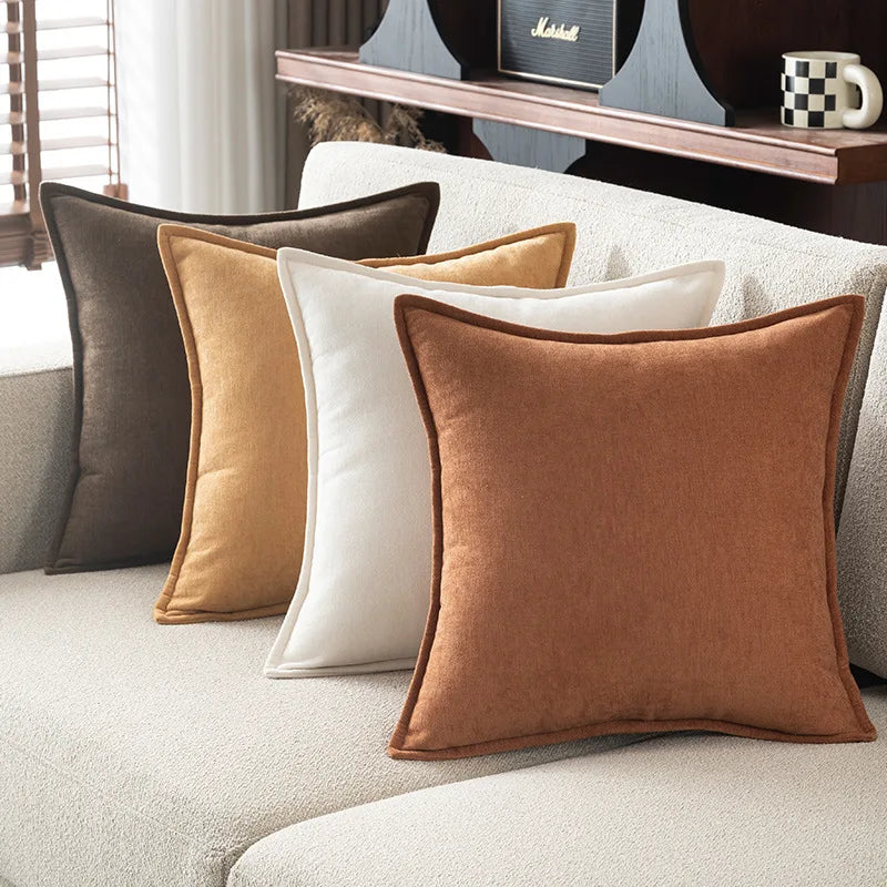 Housse de Coussin Chenille Rétro - Design Élégant
