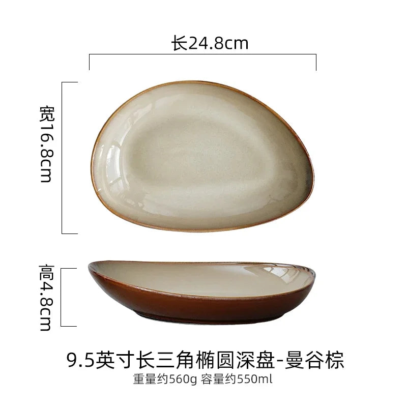Assiette Creuse Triangulaire Céramique Style Japonais
