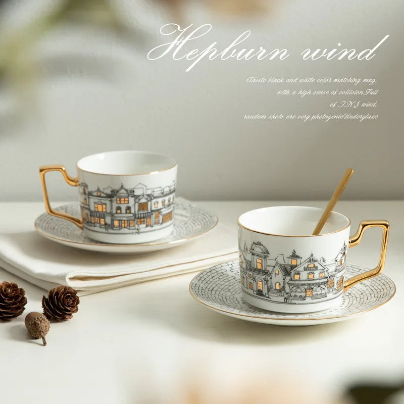 Tasse à Café Vintage Style Européen avec Soucoupe