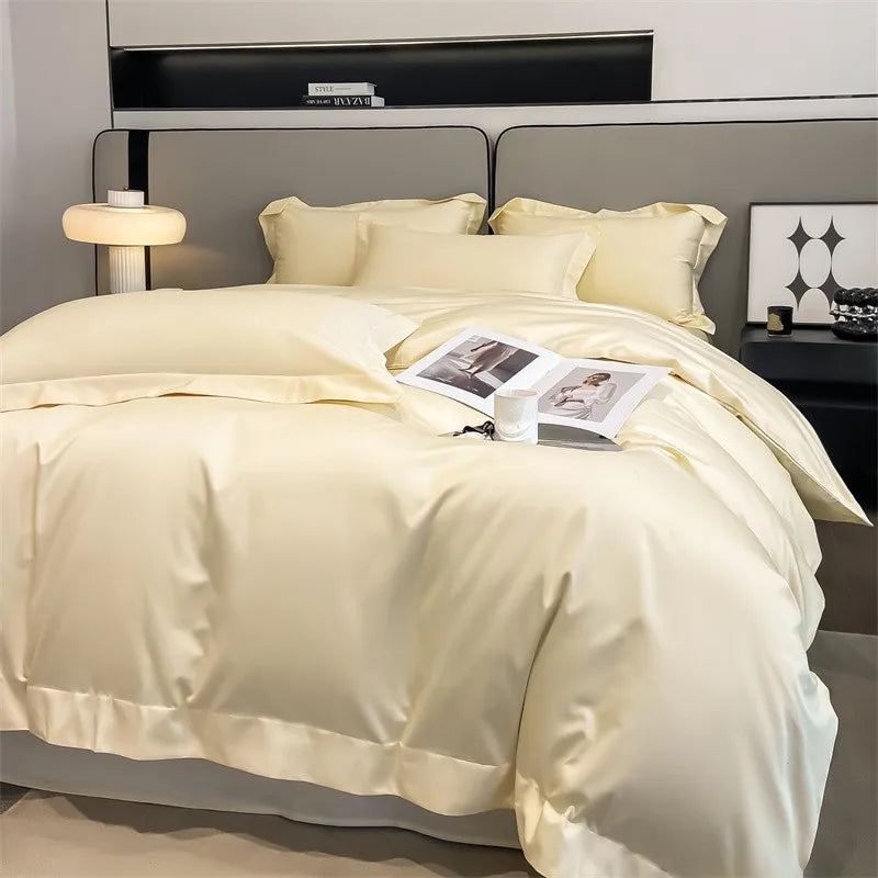 Parure de Lit Coton Égyptien 1000TC Ultra Douce 4 Pièces