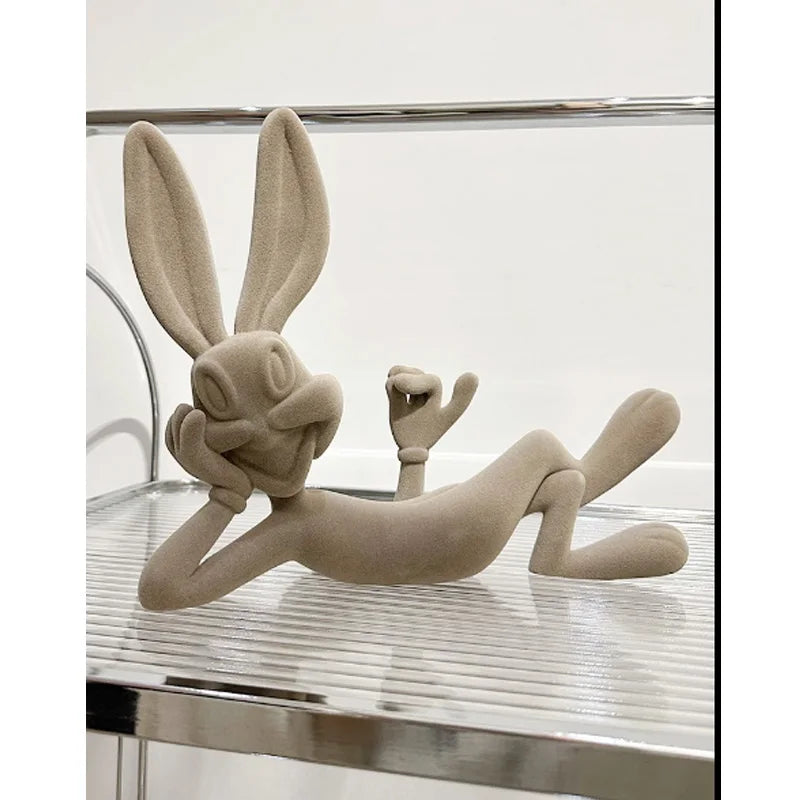 Statuette Lapin Résine Bleu Klein Design Moderne