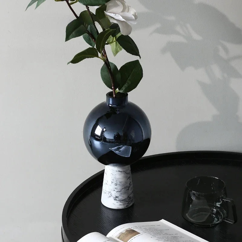 Vase en Verre Marbré - Forme Géométrique Étoile