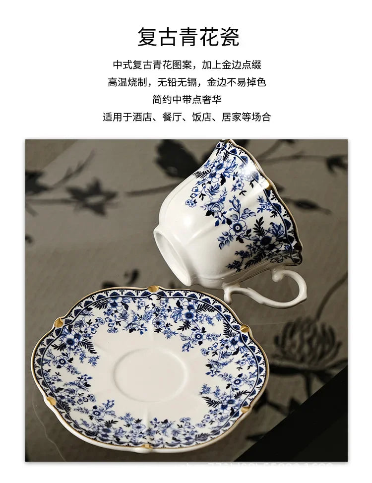 Tasse à Café en Porcelaine Bleu et Blanc Style Anglais