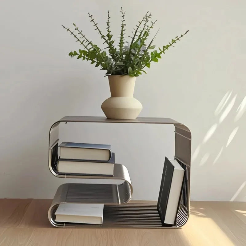 Table Basse en Métal Scandinave - Rangement Magazines