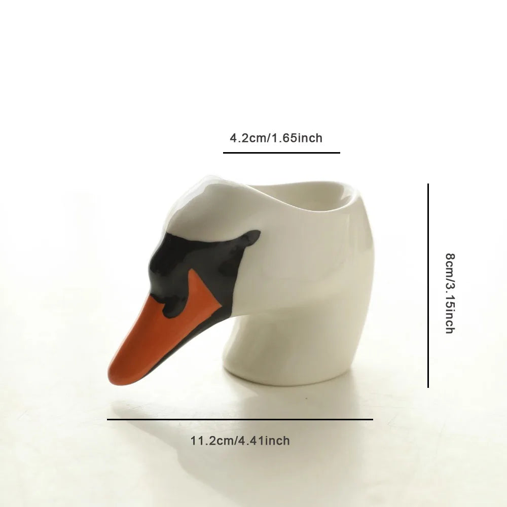 Assiette à Œufs Céramique Tête de Cygne Peinte Main