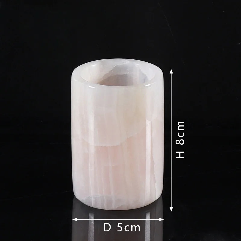 Petit Bougeoir en Marbre Onyx - Format Coupe