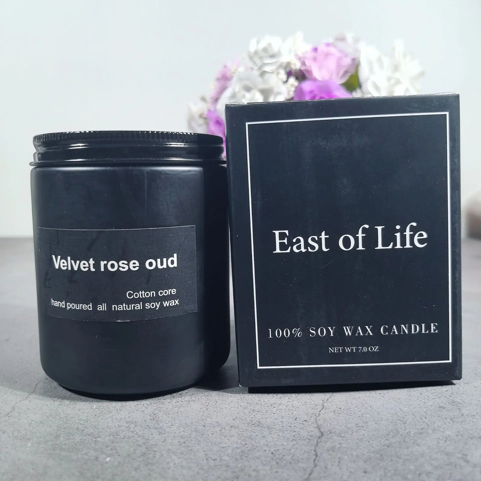 Bougie Parfumée Verre Givré Noir Bois de Santal
