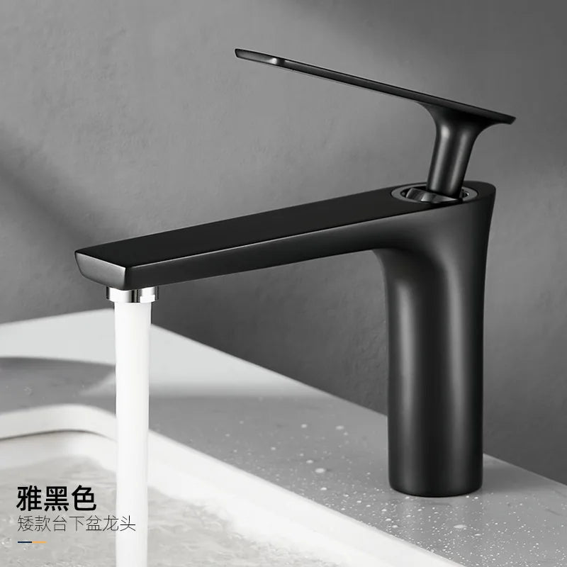 Robinet de Lavabo Cuivre Noir et Or Rehaussé