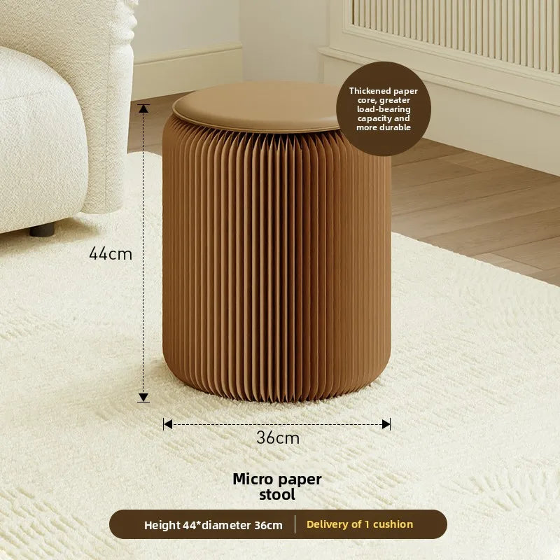 Tabouret Pliable en Carton Kraft - Design Accordéon