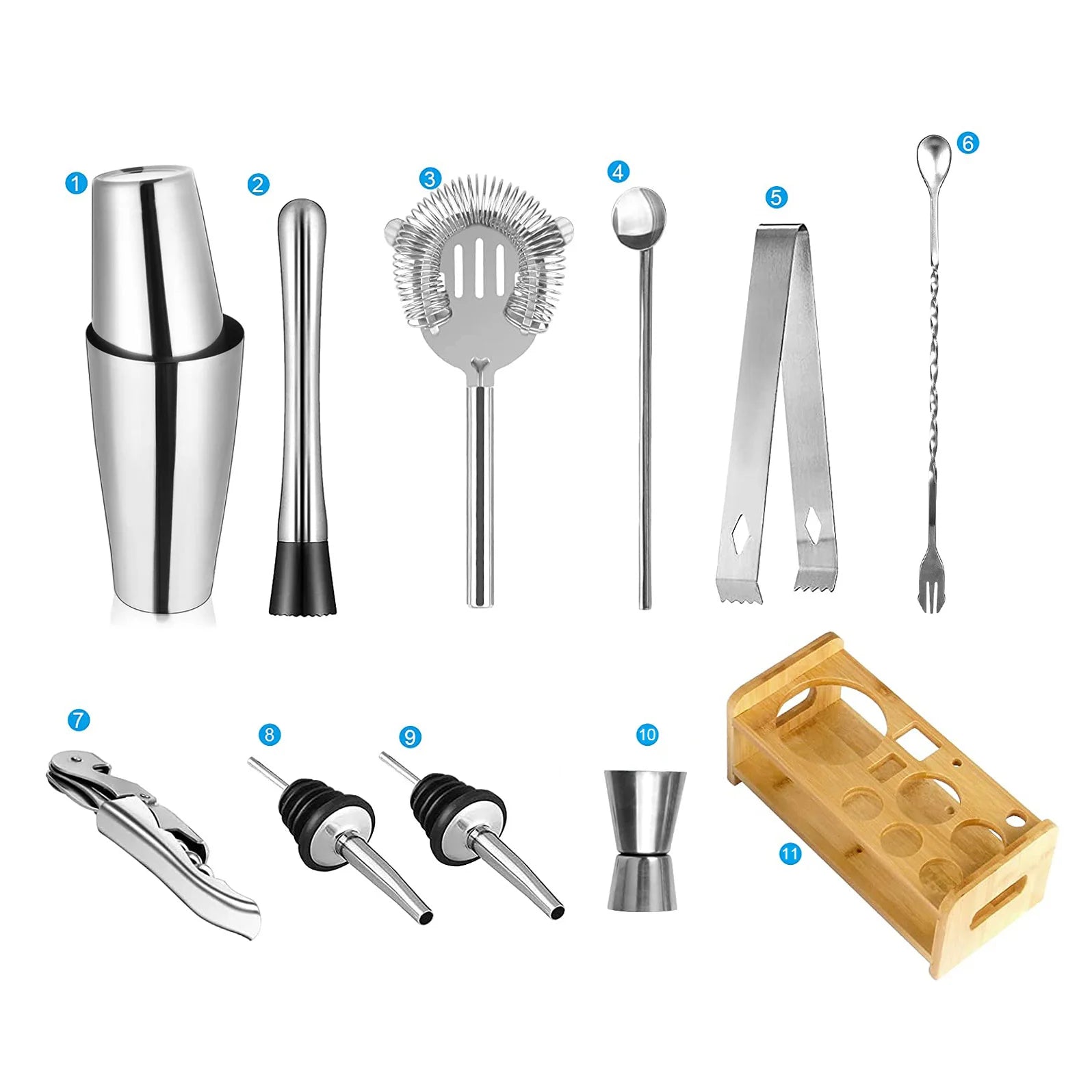 Ensemble Shaker à Cocktail Inox Kit Barman Complet