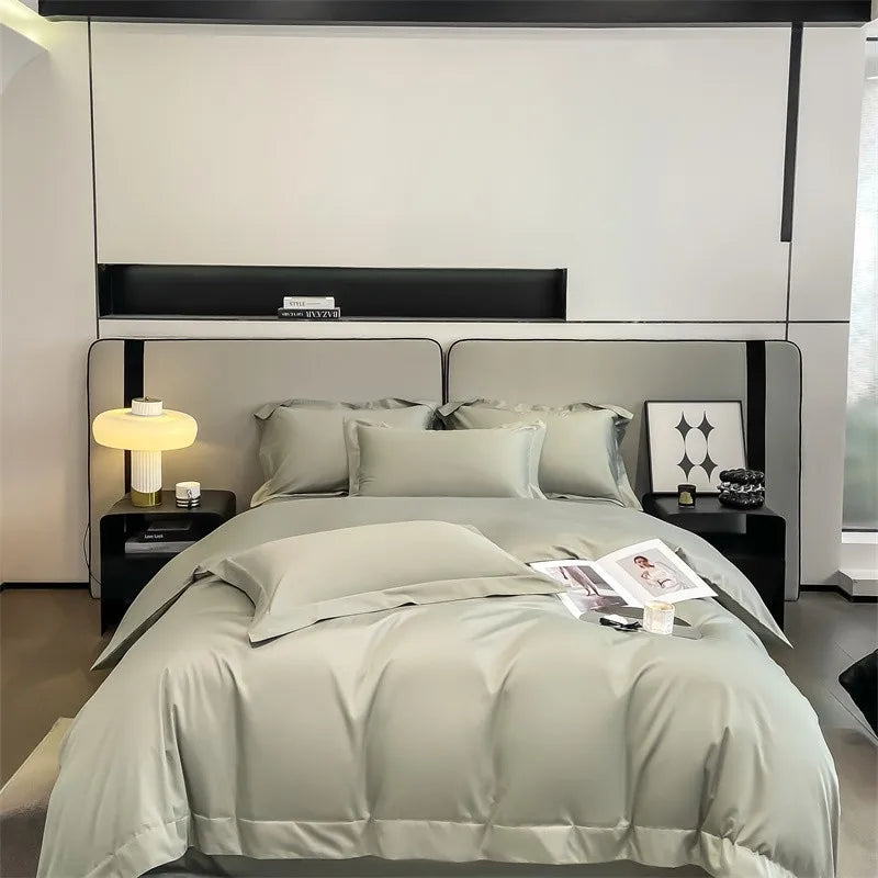 Parure de Lit Coton Égyptien 1000TC Ultra Douce 4 Pièces