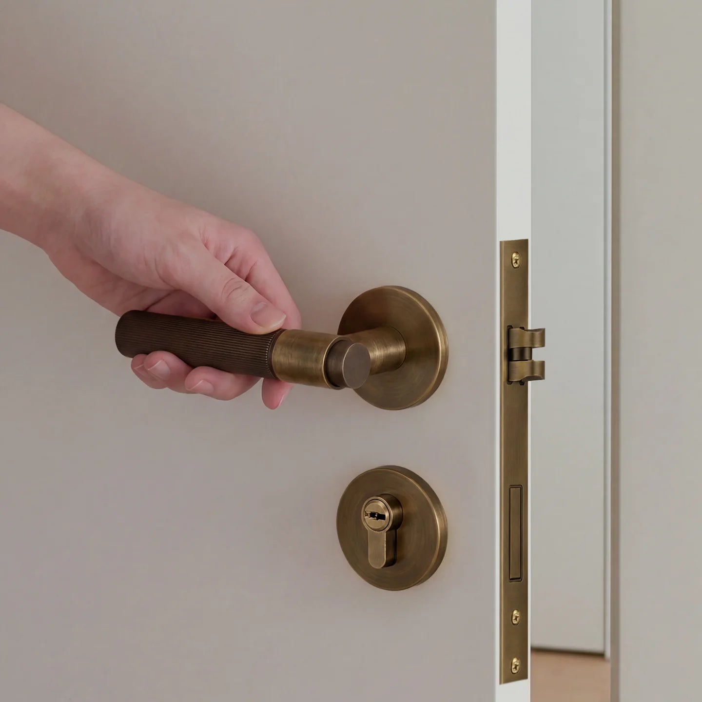 Brass Door Lock Set – Antique Bronze Hardware