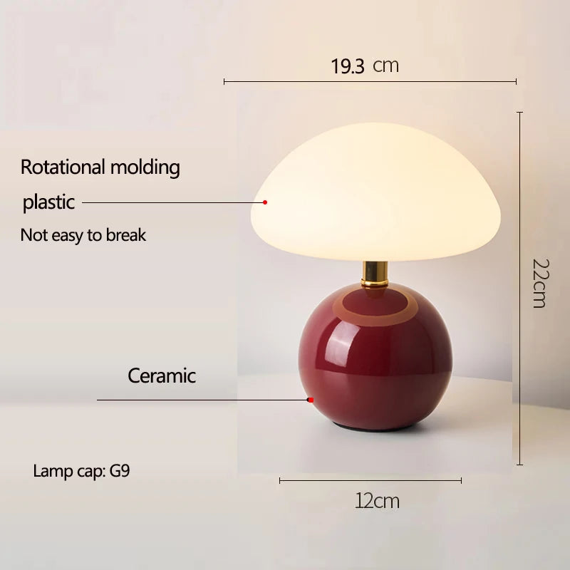 Lampe de Table Champignon en Céramique - Style Nordique Crème