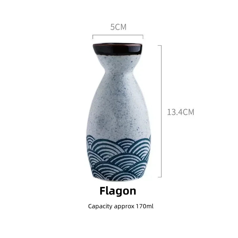 Service à Saké Japonais en Céramique - Bouteille et Tasses