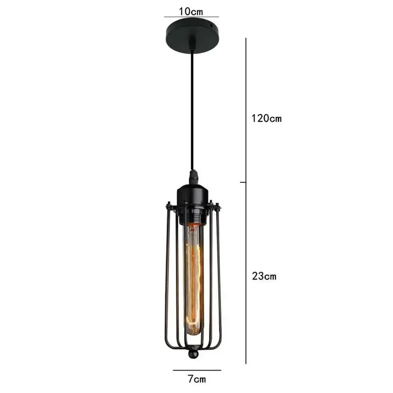 Petit Lustre Style Industriel Fer Rétro Américain