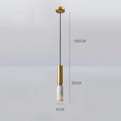 Suspension Tube Long Marbre Travertin Jaune Pierre Volcanique