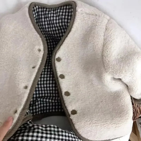 Veste Enfant Réversible Chaude à Carreaux