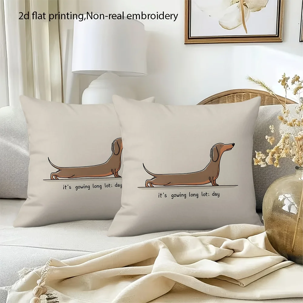 Housse de Coussin Teckel - Motif Chien Rigolo
