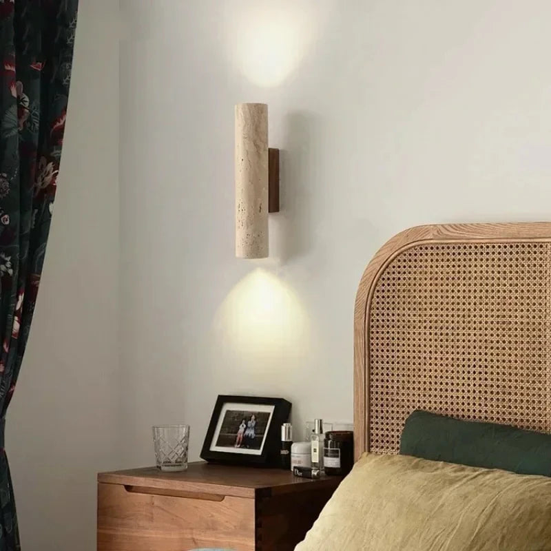 Applique Murale Marbre Jaune LED Style Wabi-Sabi Escalier