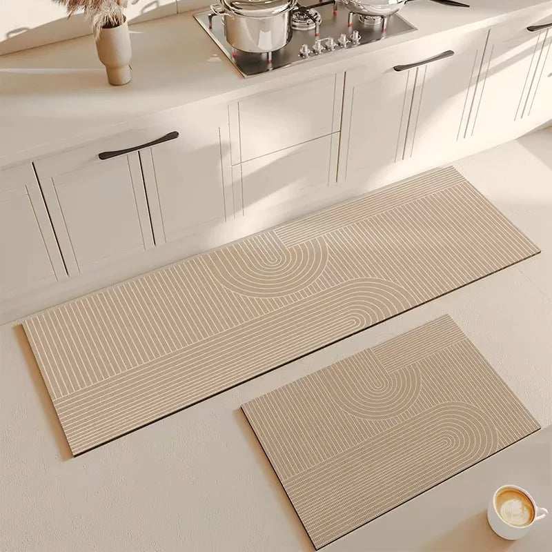 Tapis en Diatomite - Motif Géométrique Antidérapant