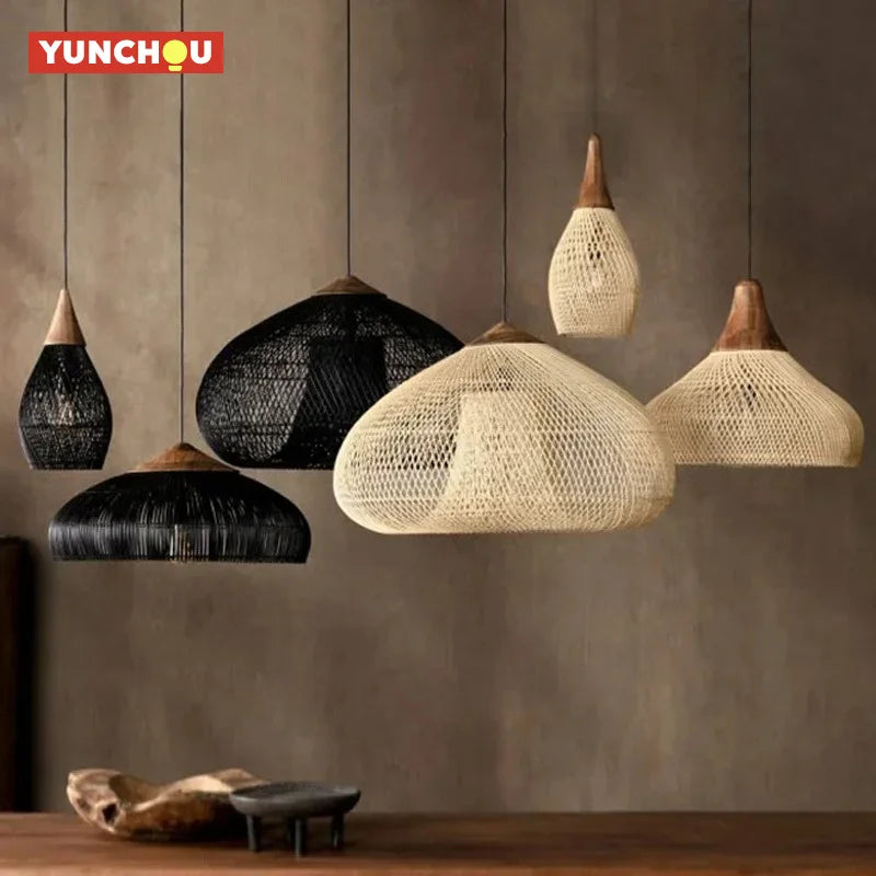 Suspension Rotin Fait Main Style Japonais