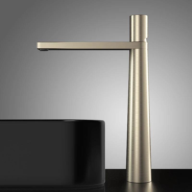 Robinet de Lavabo Or Brossé en Laiton Massif