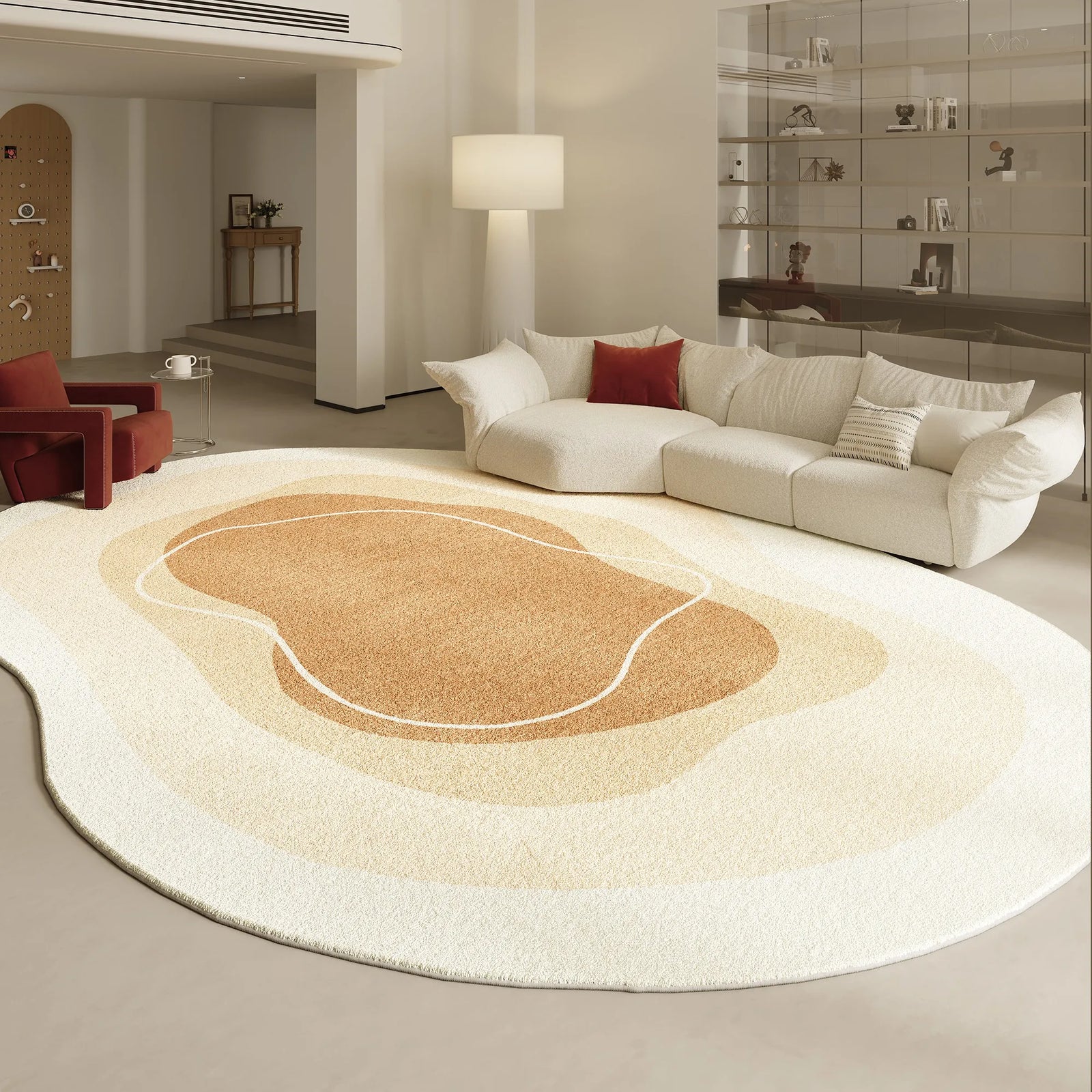 Tapis Forme Irrégulière Moderne Peluche Épaisse Chambre