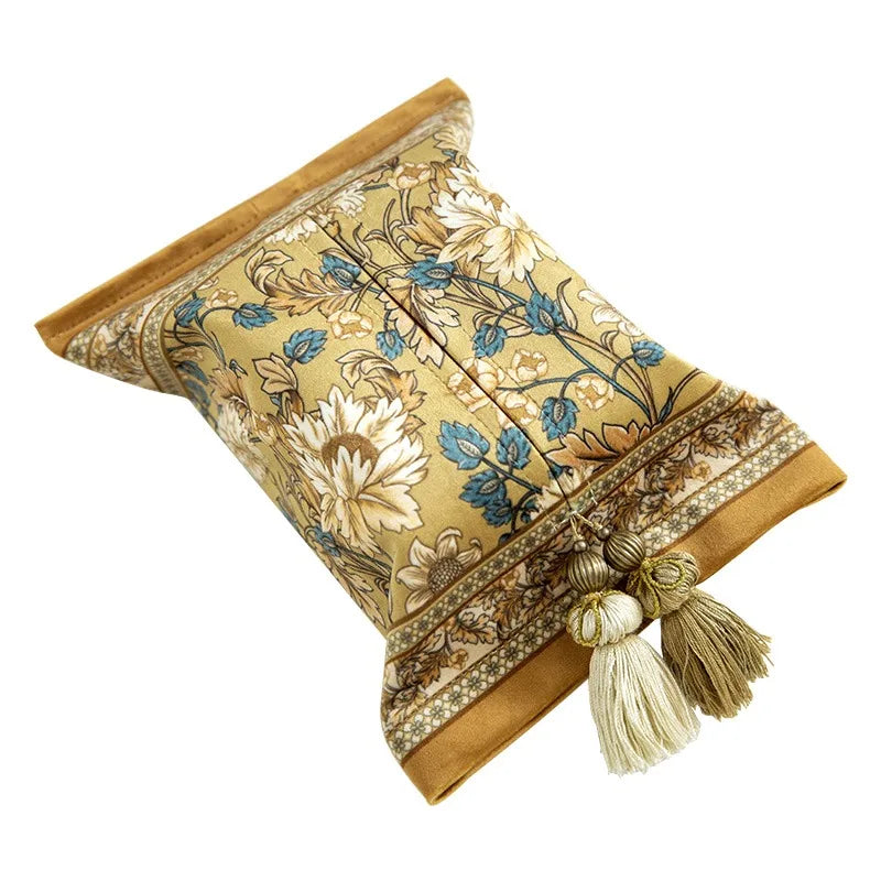 Boîte à Mouchoirs en Velours avec Pompon - Design Chic