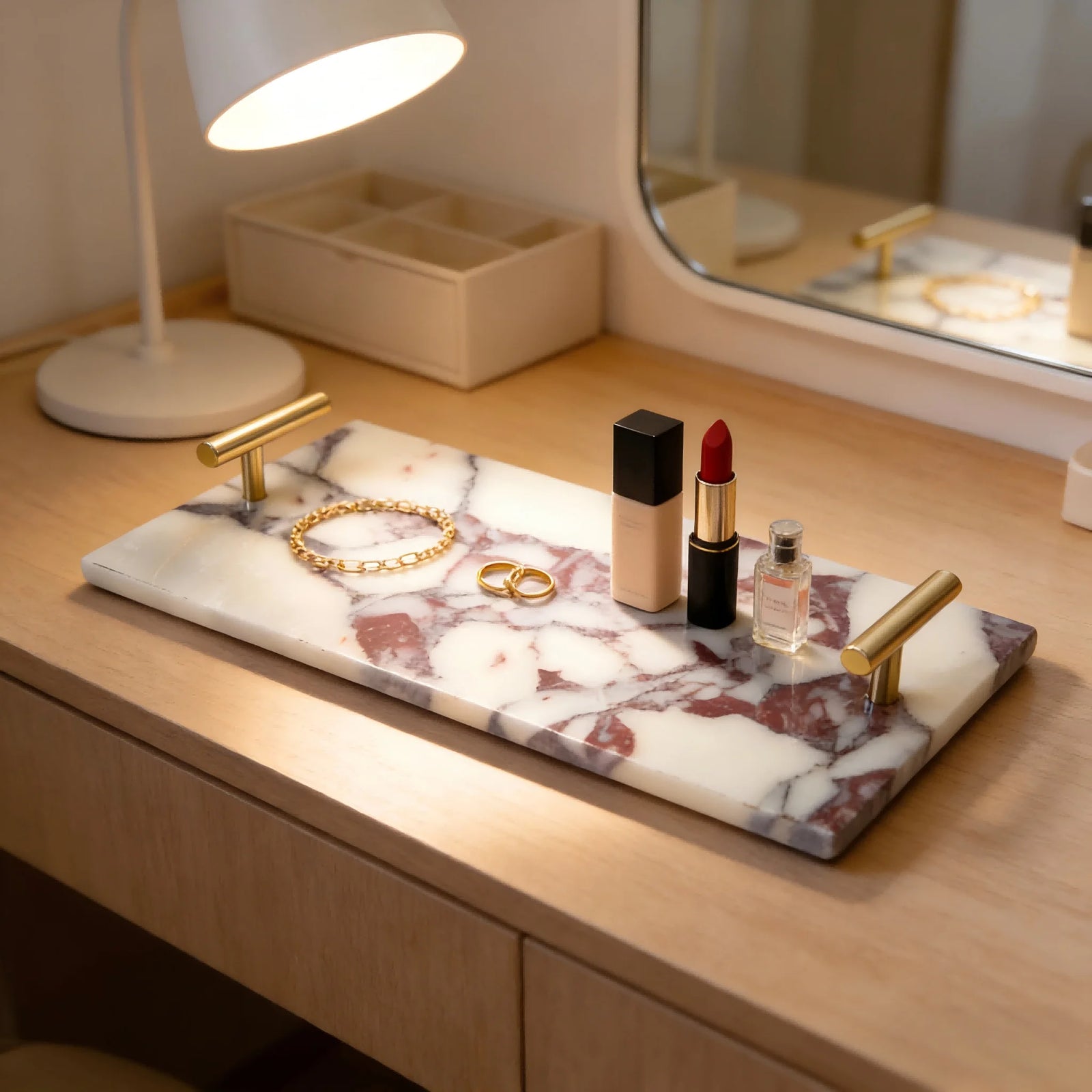 Plateau de Salle de Bain en Marbre Calacatta Viola