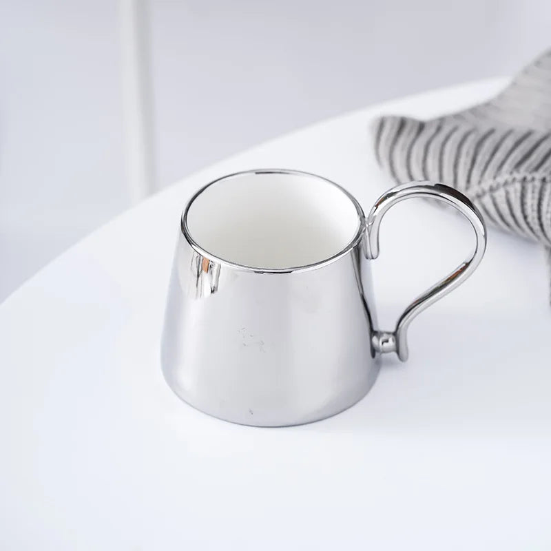 Tasse en Céramique Or et Argent Style Nordique Résistante Chaleur