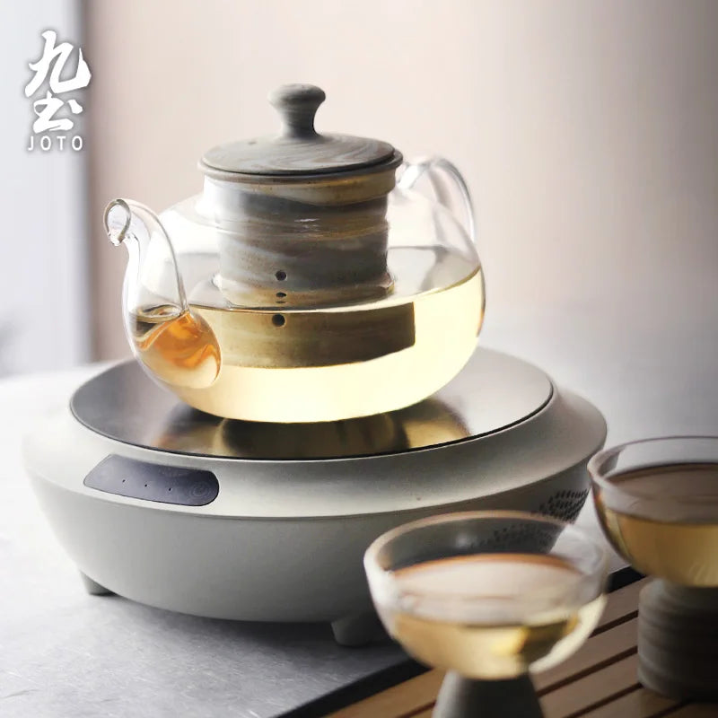 Set de Tasses en Verre avec Base en Bois Fait Main