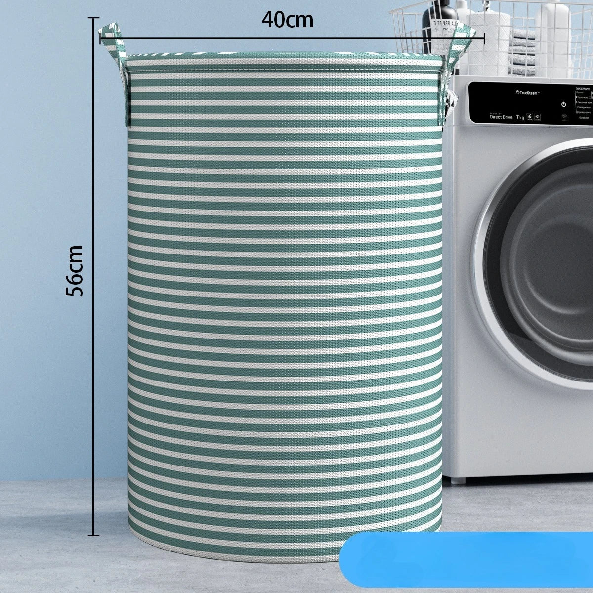 Panier à Linge Pliable Rayé Minimaliste Multi-Usage