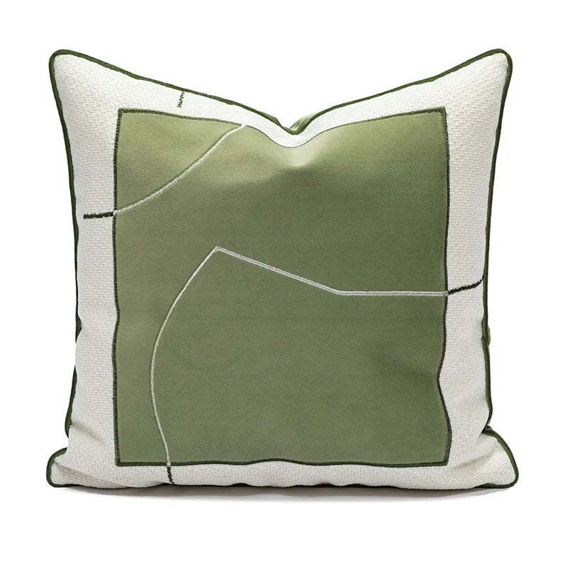 Housse de Coussin Ronde Vert Sauge - Style Minimaliste