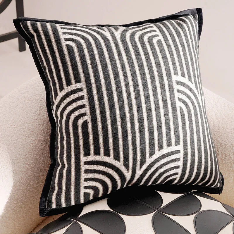 Housse de Coussin Rétro Française Noire
