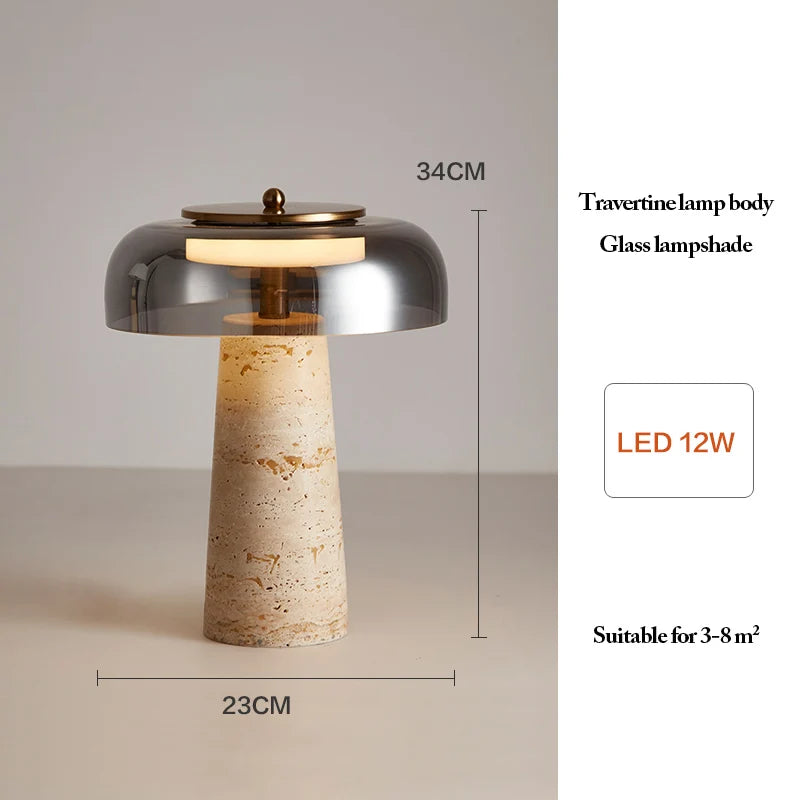 Travertine Mushroom Lamp – Natural Stone