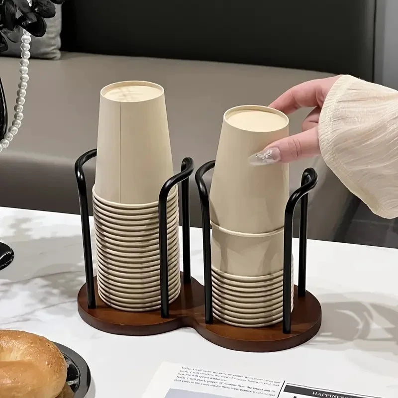Support de Rangement Bois pour Gobelets Jetables