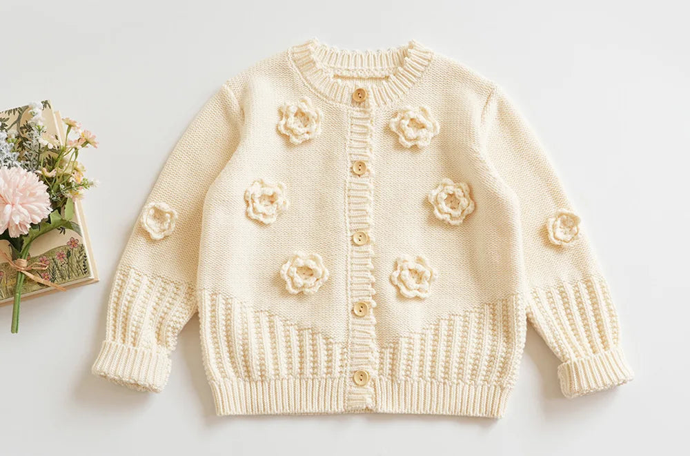 Cardigan Fille Brodé Motif Champignon