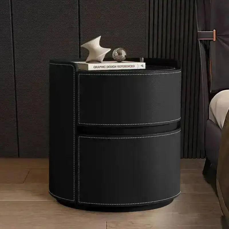 Saddle Leather Bedside Table – Italian Round