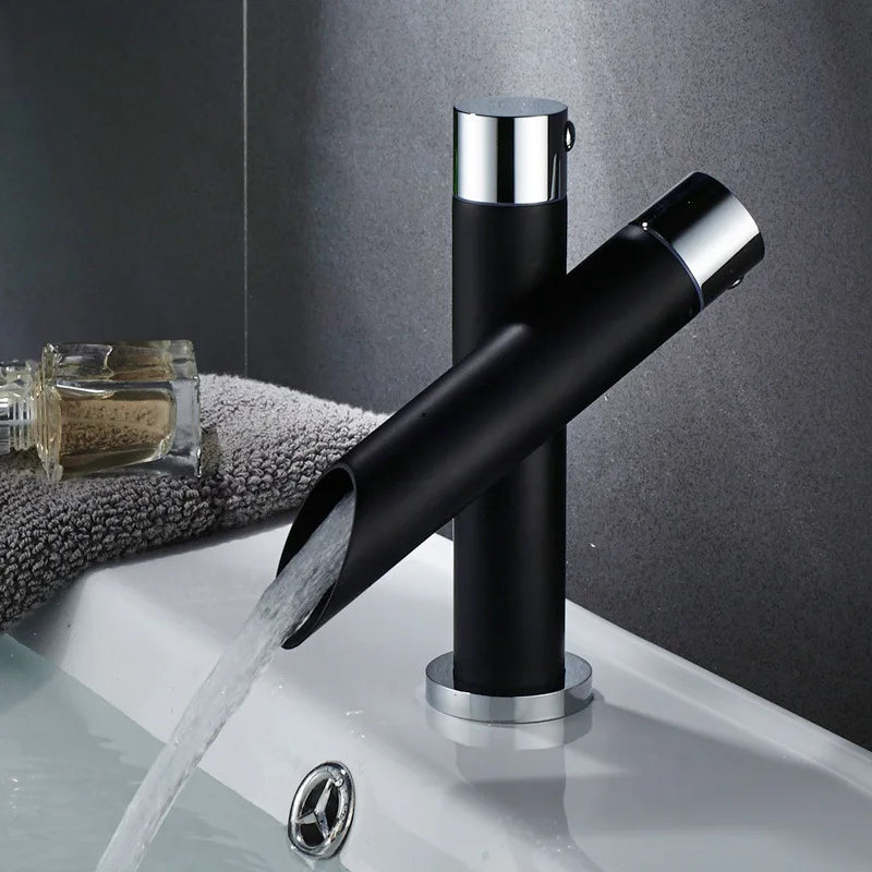 Robinet de Lavabo Noir Mitigeur Mural Moderne