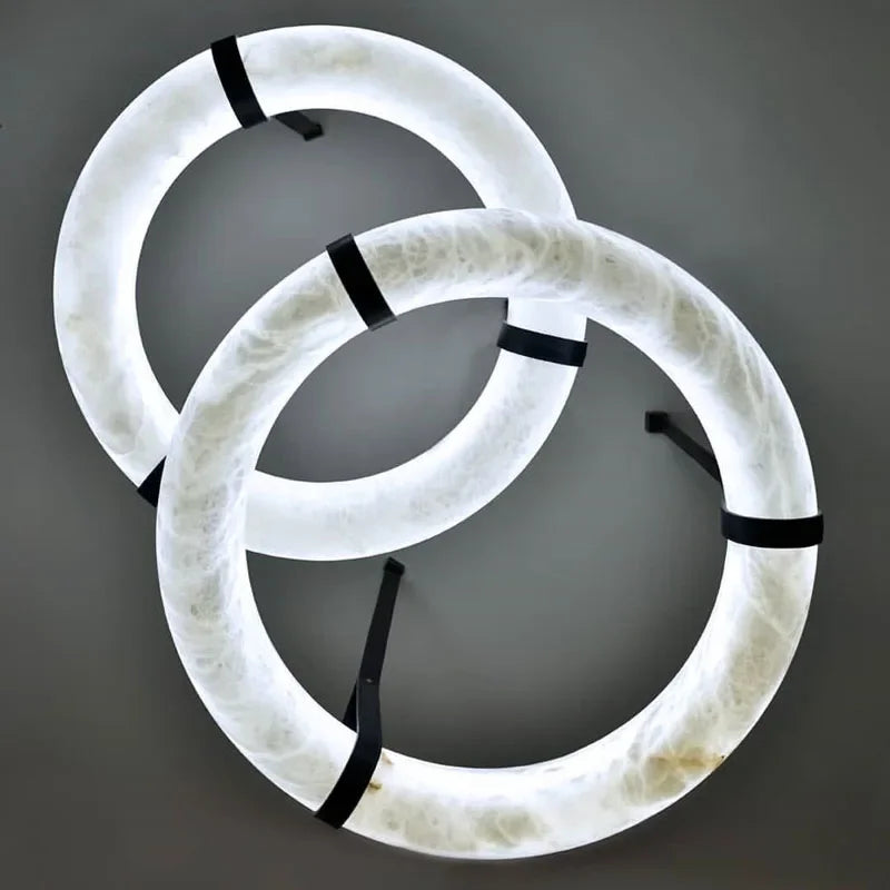 Suspension Ronde Cuir et Cuivre Marbre Espagnol Haut de Gamme