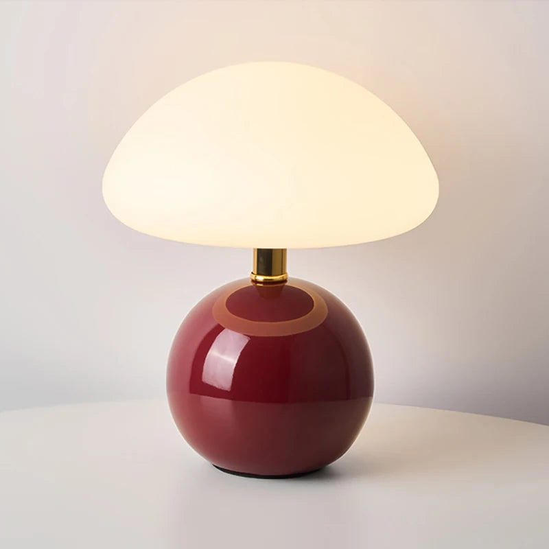 Lampe de Table Champignon en Céramique - Style Nordique Crème