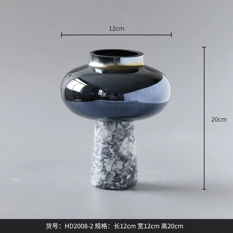 Vase en Verre Marbré - Forme Géométrique Étoile